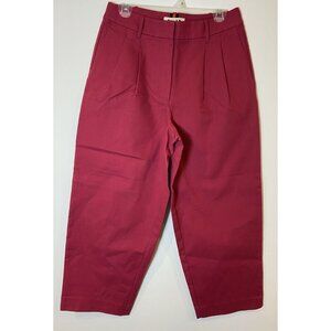 Boden Bloomsbury Cotton Trouser Pants Pleats Tapered Bright Cherry Pink 8